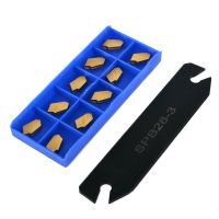 Spb26-3 Parting Grooving Cut-Off Blade Tool Holder 26Mm + 10Pcs -3 Sp300 Gold Cutter Inserts Turning Tools