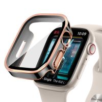 เคส Pc แข็งสำหรับ Iwatch 40มม. 41มม. 44มม. 45มม. กระจกเทมเปอร์ปกป้องหน้าจอเคสสำหรับ Apple Watch ชุด7 6 5 4 Se เคสผู้หญิง