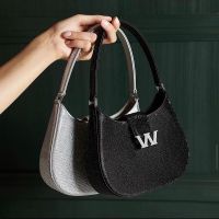 alexanderwangˉ Flash diamond bag female spring/summer 2023 new rhinestone underarm bag bling full diamond W bag handbag chain bag