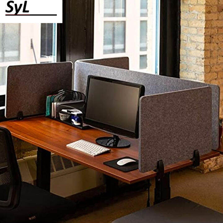 Stand Up Desk Store ReFocus Raw ClampOn Acoustic Desk Divider Mounted