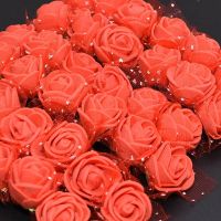 144pcs Artificial Mini Foam Rose Bouquet Wedding Flower Decoration Wreath Gift Handmade Simulation with Yarn PE Rose Head 2.5cm Artificial Flowers  Pl