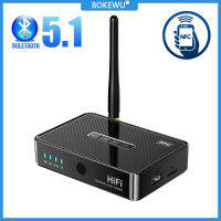 BOKEWU บลูทูธ5.1เครื่องรับสัญญาณเสียง HD ความหน่วงต่ำแบบไร้สายอะแดปเตอร์สำหรับเพลง3.5มม. AUX/RCA/U-Disk สำหรับลำโพง