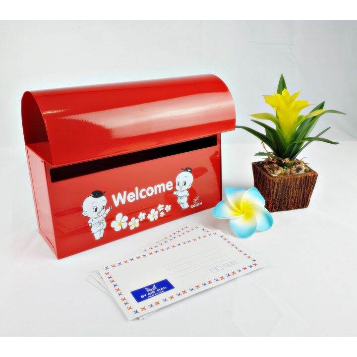 สินค้าใหม่-mail-box-ตู้จดหมาย-หลังคาโค้ง-สีน้ำเงิน-ตู้รับจดหมาย-โรบิน-no-717-ขนาด-24-5-x-19-x-8-ซม-ตู้จดหมายสวยๆ