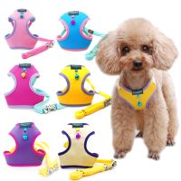 【jw】△⊙ Dog Harness Adjustable with Walking Lead Leash for Mesh Small Medium Imitated Leather