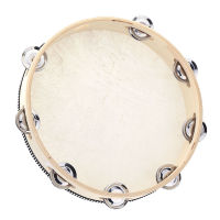 [ammoon]10" Hand Held Tambourine Drum Bell Birch Metal Jingles Percussion Musical Educational Instrument for KTV Party Kids Games