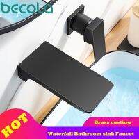 Becola ก๊อกอ่างอาบน้ำอ่างล้างหน้าผสมน้ำสีดำด้านทำจากทองแดงใช้ก๊อกอ่างอาบน้ำทองเหลืองน้ำในห้องน้ำ S35ติดผนัง