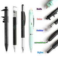 4Pcs/Set Multifunction Ballpoint Pen Modern Handheld Tool Measure Technical Ruler Screwdriver Touch Screen Stylus Spirit Level Pens
