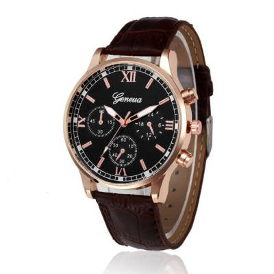 Geneva Watch Men Relogio Masculino Retro Design Leather Strap Three Eye Quartz Wristwatch Relojes De Hombre Purchasing 40*
