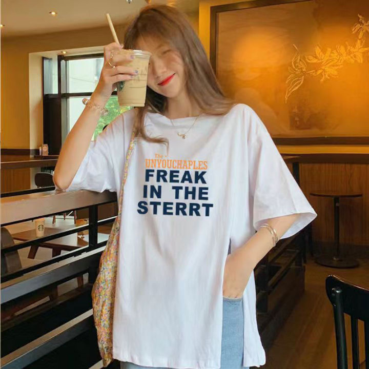 ใหม่พร้อมส่ง-เสื้อยืดคอกลมทรงหลวม-เสื้อยืดแฟชั่น-ทรงโอเวอร์ไซส์-มีหลายสีหลายไซส์ให้เลือก