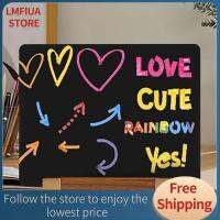 LMFIUA STORE กระดานดำไม้ระบายสีด้วยมือสีดำแนวสร้างสรรค์กระดานวาดภาพกราฟฟิตีแบบ DIY สองด้านลบได้สะดวกด้วยปากกากราฟฟิตีและป้ายผ้าเช็ดแสดงราคากระดานชานมร้านค้า