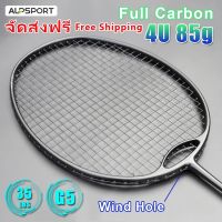 ALP FDYX 4U G4 ไม้แบดมินตัน Creative Wind Hole Design Training Pro Reket 100 Full Carbon Fiber Ultra Light Max Tension 35Lbs Black Badminton Racket With Free String Professional Racquet Sports Equipment Reket Battledore Raket Badminton For