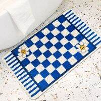 Retro Chessboard Plaid Bath Mats Non-Slip Floor Absorbent Plush Carpet Fashion Area Rug Bathtub Side Foot Pad Doormat