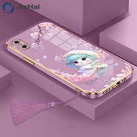 JieHai สำหรับ iPhone x XS XR XS MAX น่ารักสาวดอกไม้แบบ No.28363โทรศัพท์กรณีชุบ TPU โทรศัพท์ Soft Case ด้วยพู่แขวนสาย