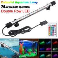 AC 110V-240V RGB Aquarium Light IP68 Waterproof Fish Tank Lights T8 Double Row Super Bright Underwater Light with Remote Control