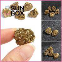 SUN BOX DIY ควอตซ์เปลือย วัสดุจากธรรมชาติ ตัวอย่างแร่ พลอยดิบ ไทเทเนียม Geode คริสตัลคลัสเตอร์ ชุบทอง