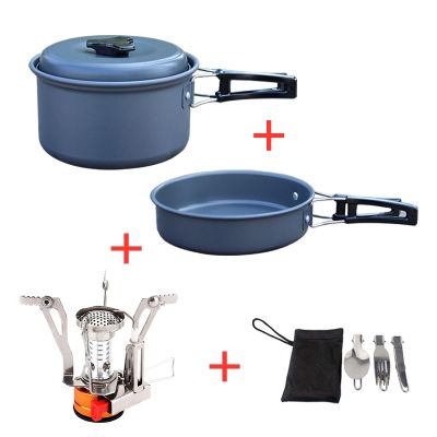 Camping Cookware Set Aluminum Nonstick Portable Outdoor Tableware Kettle Pot Cookset Cooking Pan Bowl for Hiking BBQ Picnic