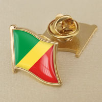 Congo, Republic of Flag of the Republic of Congo, Crystal Resin Badge, Brooch, Flag Badges of All Countries in the World All-metal Brooch Copper Brooch Collection