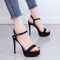 ผู้หญิงคลาสสิกเรียบง่ายหนังนิ่ม Peep Toe Stiletto Party รองเท้าส้นสูง12Cm