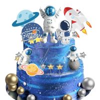 【CW】۞┋  28pcs Theme Decorations Metal Astronaut Happy Birthday Babyshower Kids Boy