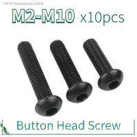 ℡✈ 10pcs/lot Black Button Head Hex Socket Cap Screws Hexagon Socket Round Head Screws M2 M2.5 M3 M4 M5 M6 M8 M10