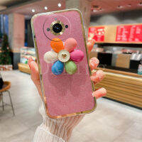 เคสโทรศัพท์เคลือบกลิตเตอร์สุดหรูสำหรับ Realme11ปกป้องเลนส์กล้อง Realme ซิลิโคนปลอกอ่อน11/11 Pro / 11 Pro + 2023พร้อมที่วางรูปดอกไม้หลากสีฝาหลัง Realme 11Pro พลัส