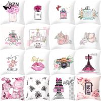 【hot】◎ NEW Perfume Bottles Floral Print Cushion Covers Hot Polyester Fashion Pillows Cover Sofa Couch Throw