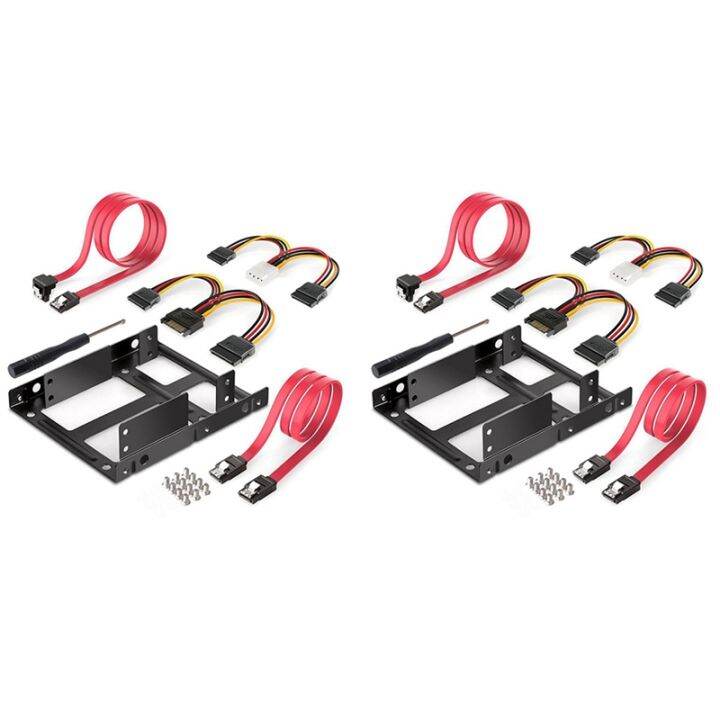 2X 2 Bay 2.5 to 3.5 Inch External HDD SSD Metal Mounting Kit Hard Drive