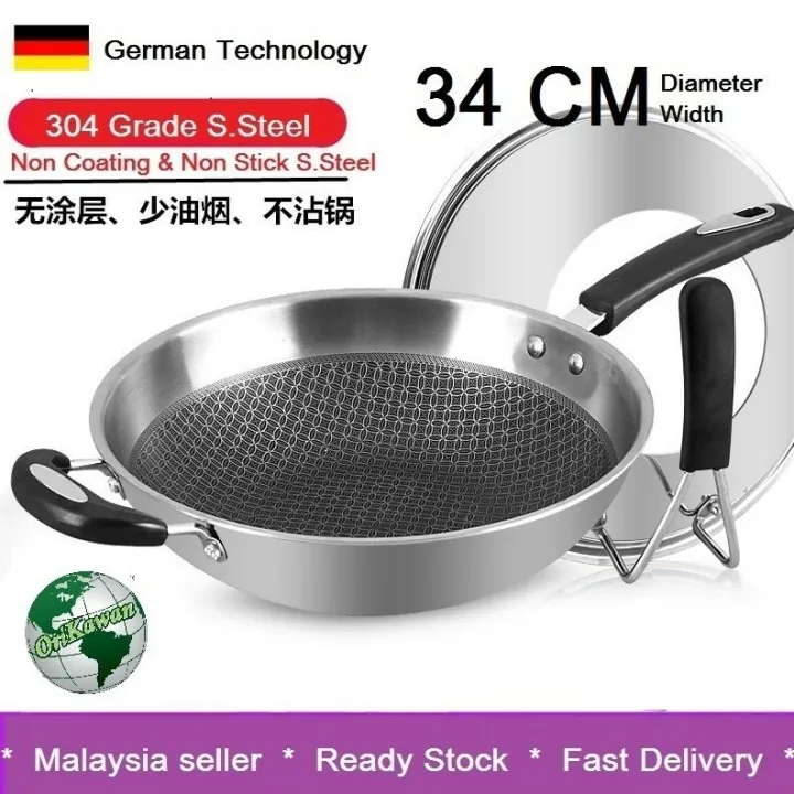 304 Stainless Steel Honey Comb Heath Wok Non Stick Cooking Pan