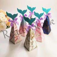 【hot sale】 ☂◊ B41 Kraft Paper Little Mermaid Tail Candy Boxes Chocolate Gift Box Mermaid Favor Baby Shower Birthday Wedding Party Decor