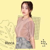 ?RINCA? เสื้อพลีทคอกลมแขนศอก งานตัวใหญ่