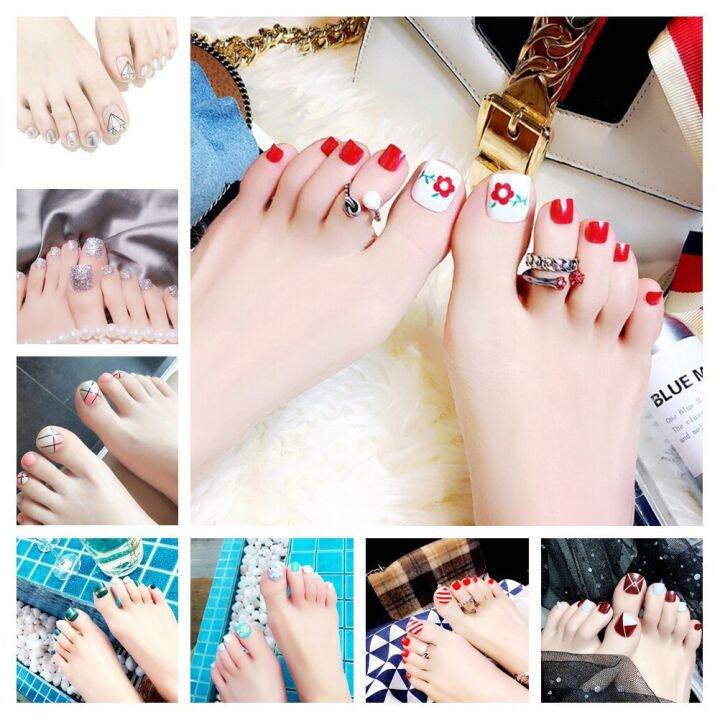 24x-french-nail-art-fake-toe-acrylic-artificial-feet-nails