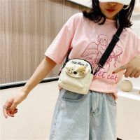 【Lanse store】Mini Cute Bear Canvas Handbag Women  39;s Shoulder Bag Small Square Student Messenger Fashion Creative Single Cross Body