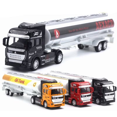 1:48 Alloy Truck Model Pull Back Car High Simulation Exquisite Diecasts Toy Vehicles City Car Styling Oil Tank Truck TY0549