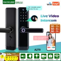 【YF】 NEW RAYKUBE A270 Tuya Wifi Two-way Audio Video Intercom Fingerprint Camera Smart Door lock With APP Remote Unlock Record