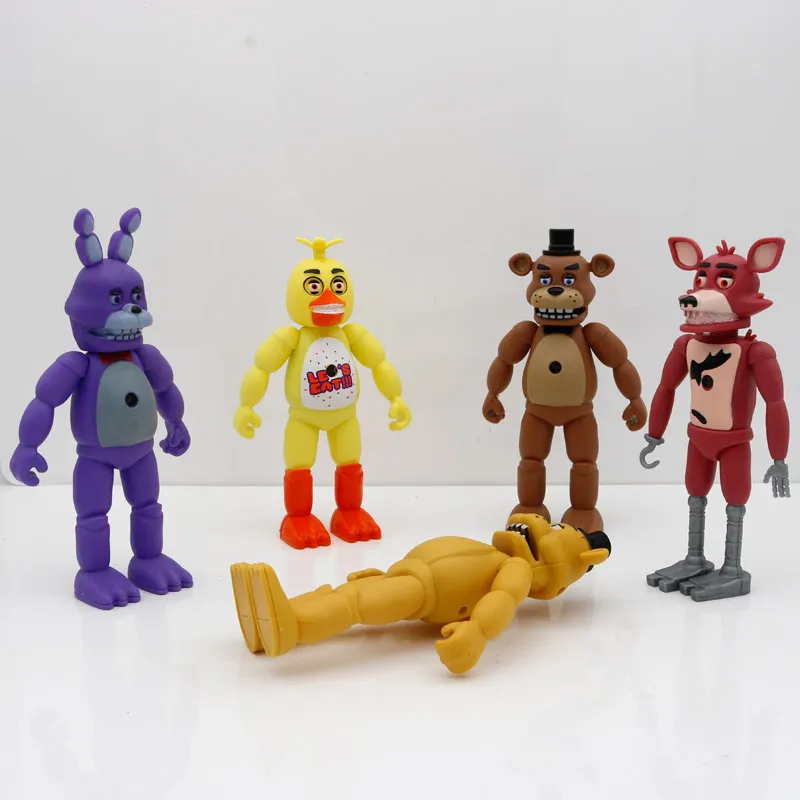 New 5Pcs FNAF Anime figure with light Five Nights Game Pvc Action Figures  Bonnie Foxy Toys Fazbear Bear Doll Model Toys Birthday Gifts For Kids