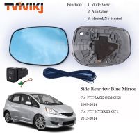 【car parts】 TVYVIKJ กระจกมองหลังด้านนอกเลนส์แก้วสีฟ้าสำหรับ HONDA FIT JAZZ GE6 GE8 FIT HYBIRD GP1 2009 2010 2011 2012 2013 2014ปีก