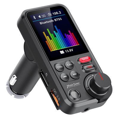 1.8 "Wireless Car Bluetooth FM Transmitter Aux รองรับ QC3.0ชาร์จเสียงแหลมและไฮไฟเบสเครื่องเล่นเพลง Car Charger Quick