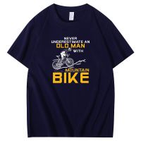 Mens Never Underestimate An Old Man With A Mountain Bike T Shirt Bicycle Cotton Summer Harajuku short sleeve t-shirt