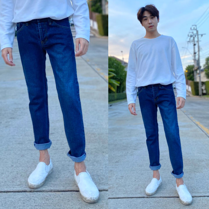golden-zebra-jeans-กางเกงยีนส์ชายขากระบอกเล็กสไตล์เกาหลีฟอกจัสติน-เอว28-36