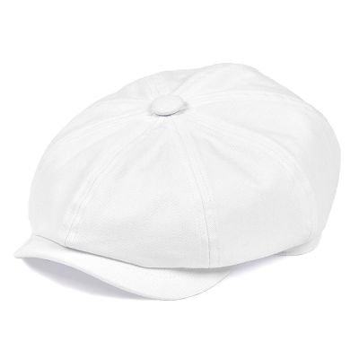 BOTVELA หมวก Newsboy ผ้าฝ้ายทอลายทแยงสีขาวสำหรับผู้ชายผู้หญิงคลาสสิกหมวก Apple คนขับหมวกรองเท้าแฟลตแบบแกสบี้หมวกเด็กทำขนมปัง003