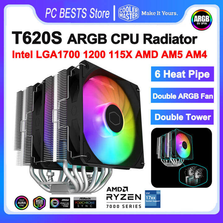 Cooler Master T620S Air-cooled Radiator Double Tower 6 Heat Pipe CPU ...