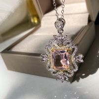 [COD] Versa treasure series retro pink princess 18K gold plated candy light luxury emerald imitation tourmaline pendant