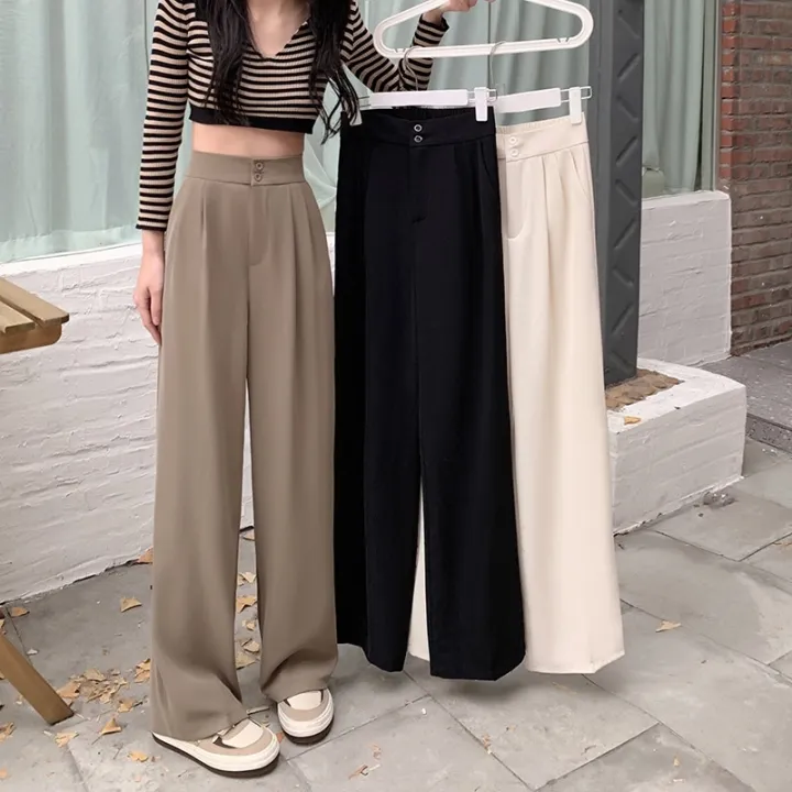 Plus Size Baggy Wide Leg Suit Long Pants for Women High Waist Loose ...