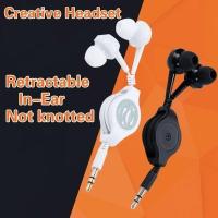 3.5mm Wired Retractable In-Ear Headset Earphones Music Headphones Earbuds