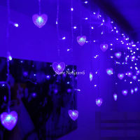 3.5m 16 Hearts LED Icicle Curtain lights LED String Fairy Strip Festival Holiday Lights Christmas Wedding Decoration Light EUUS