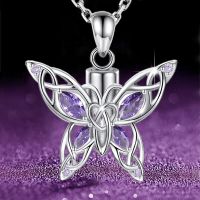 European and American ins style purple crystal butterfly pendant necklace charm zircon silver plated animal jewelry accessories Fashion Chain Necklace