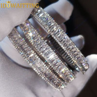 Iced Out Bling Micro Pave Baguette CZ Gold Color Inner 60mm Bangle Bracelet For Women European Classic Fashion Band Wide Jewelry