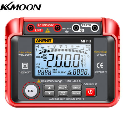 KKmoon MH13ดิจิตอล250V-2500V เครื่องทดสอบความต้านทานฉนวน1MΩ-200GΩ Megger Megger Megohm มิเตอร์ออโต้เร้นจ์ทดสอบ2000จอแสดงผลนับแอลซีดี10V ~ 600V Ac/dc โวลต์มิเตอร์พร้อมที่เก็บข้อมูล100