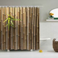 Shower Curtain Bamboo Green Plant Waterproof Green Shower Curtain with Hooks Landscape for Bathroom Decor Gifts 180x180cm Home