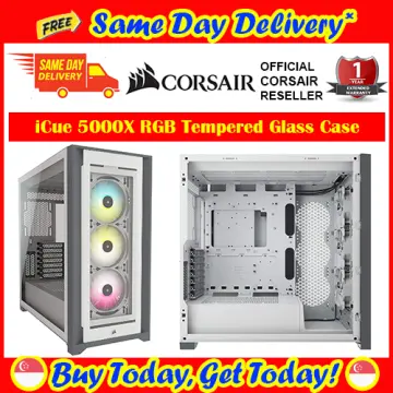 CORSAIR iCUE 5000X RGB Tempered Glass Mid-Tower ATX PC Smart Case, White,  CC-9011213-WW 